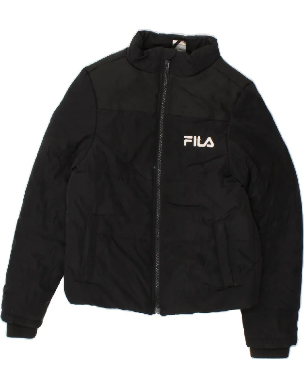 stylish jackets for men -FILA Boys Padded Jacket 11-12 Years Black Polyester