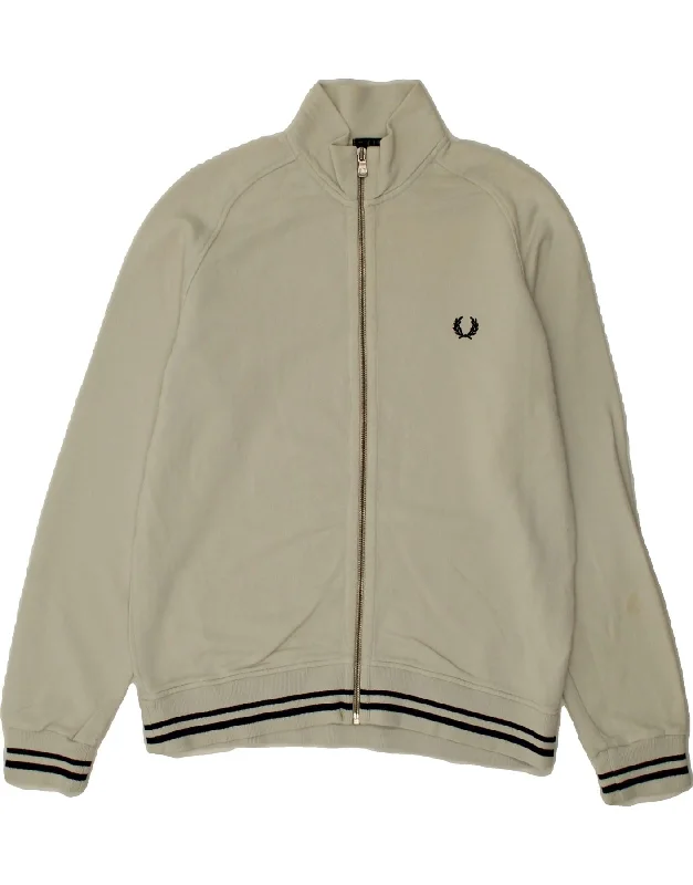 men's high-quality jackets -FRED PERRY Boys Tracksuit Top Jacket 11-12 Years Beige Cotton