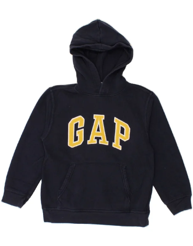 men's hoodie for warmth -GAP Boys Graphic Hoodie Jumper 10-11 Years Large Navy Blue Cotton