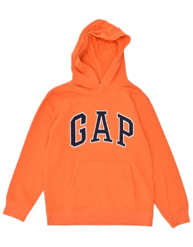 men's performance hoodies -GAP Boys Graphic Hoodie Jumper 11-12 Years Orange Cotton