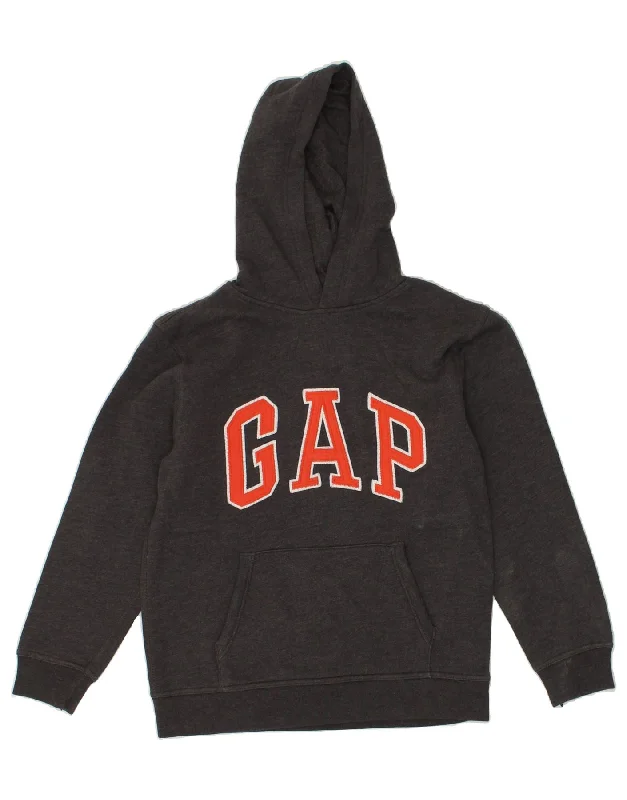 men's lightweight fleece hoodies -GAP Boys Graphic Hoodie Jumper 13-14 Years 2XL Grey Cotton