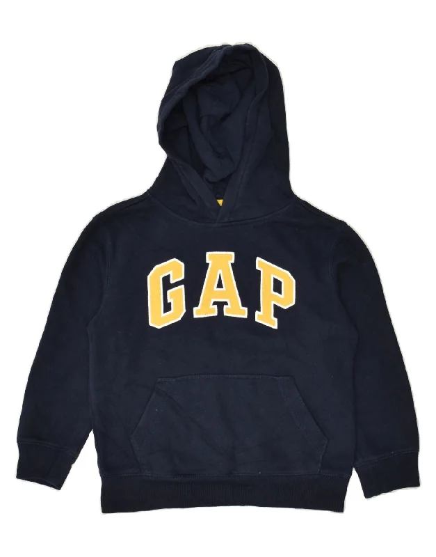 men's sporty hoodies -GAP Boys Graphic Hoodie Jumper 6-7 Years Small Navy Blue Cotton