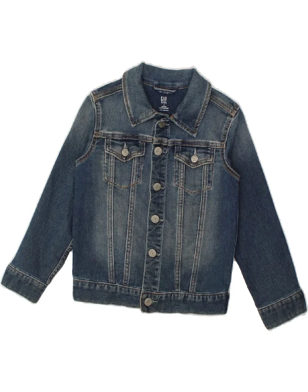 men's military jackets -GAP Girls Denim Jacket 4-5 Years Small Blue Cotton