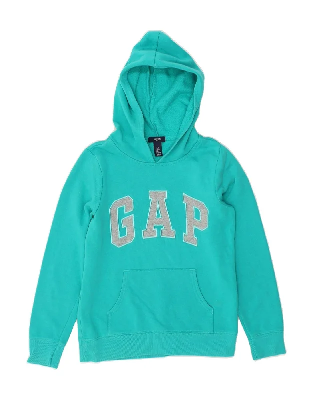 men's workout sweatshirts -GAP Girls Graphic Hoodie Jumper 11-12 Years Blue