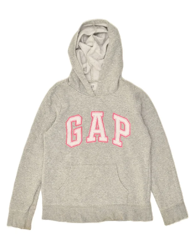 men's graphic hoodies -GAP Girls Graphic Hoodie Jumper 11-12 Years XL Grey