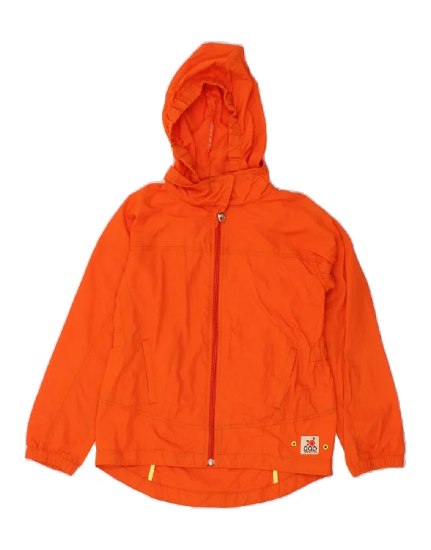 men's softshell outdoor jackets -GAP Girls Hooded Rain Jacket 7-8 Years Medium Orange Nylon