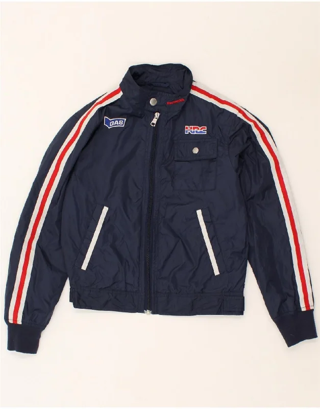 men's hooded jackets -GAS Boys Graphic Bomber Jacket 9-10 Years Navy Blue Polyester