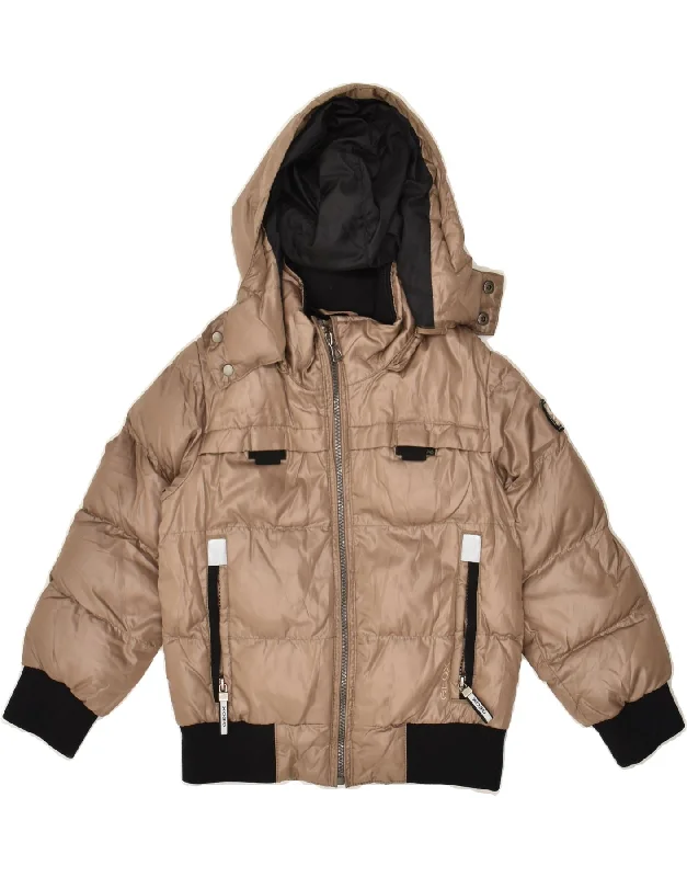 men's insulated rain jackets -GEOX Boys Respira Hooded Padded Jacket 5-6 Years Brown Polyester