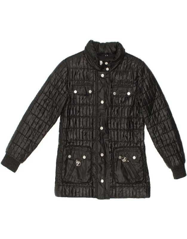 men's fleece jackets -GEOX Girls Quilted Jacket 7-8 Years Black Polyester