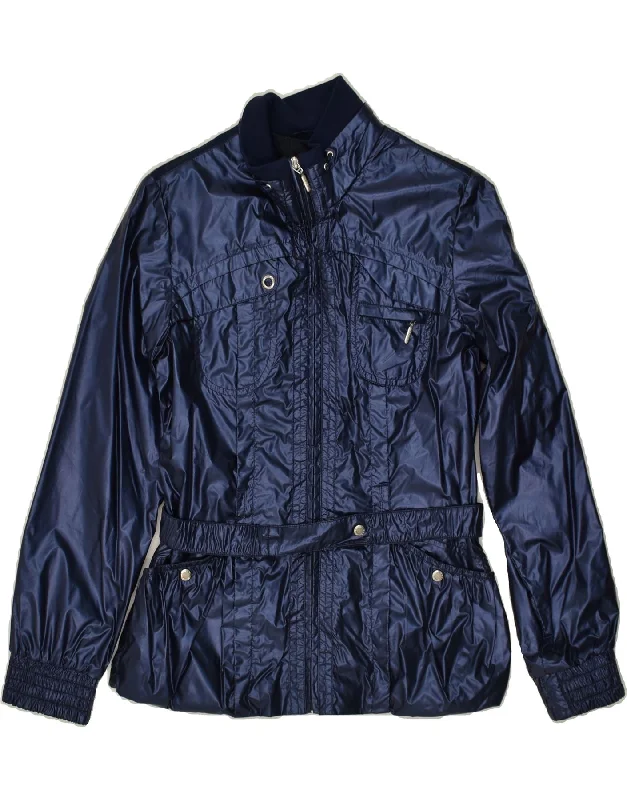 men's sporty zip-up jackets -GEOX Girls Respira Rain Jacket 11-12 Years Navy Blue