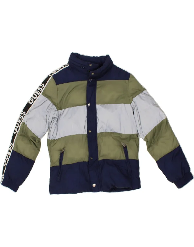 men's classic bomber jackets -GUESS Boys Graphic Padded Jacket 11-12 Years Multicoloured Striped