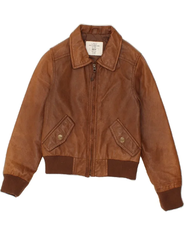 men's parka jackets -H&M Boys Leather Jacket 8-9 Years  Brown Leather