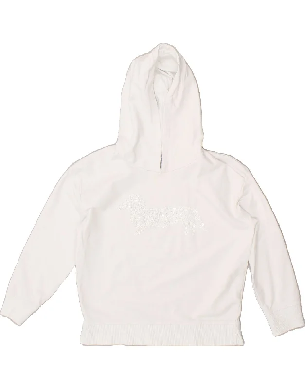 men's thick pullover hoodies -HARMONT & BLAINE Girls Graphic Hoodie Jumper 7-8 Years White Cotton