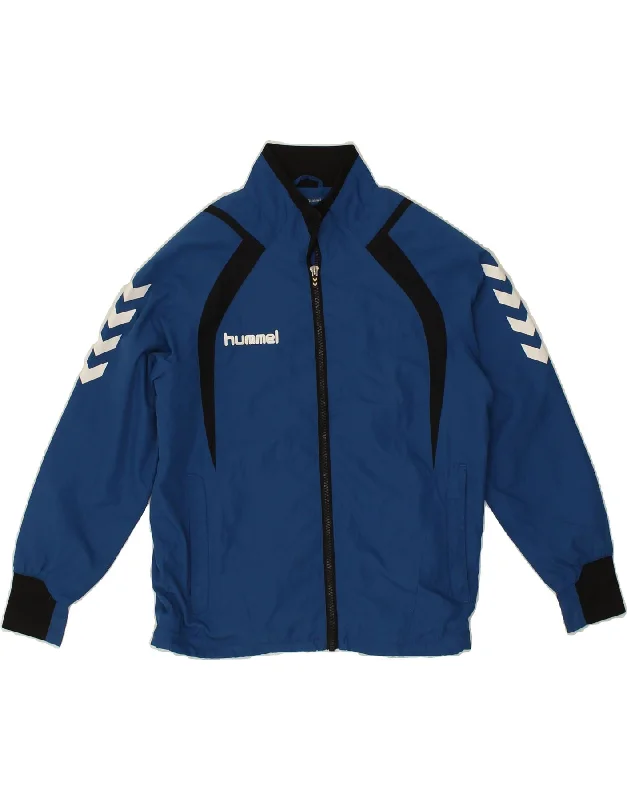 men's windbreakers -HUMMEL Boys Graphic Tracksuit Top Jacket 11-12 Years Blue Polyester