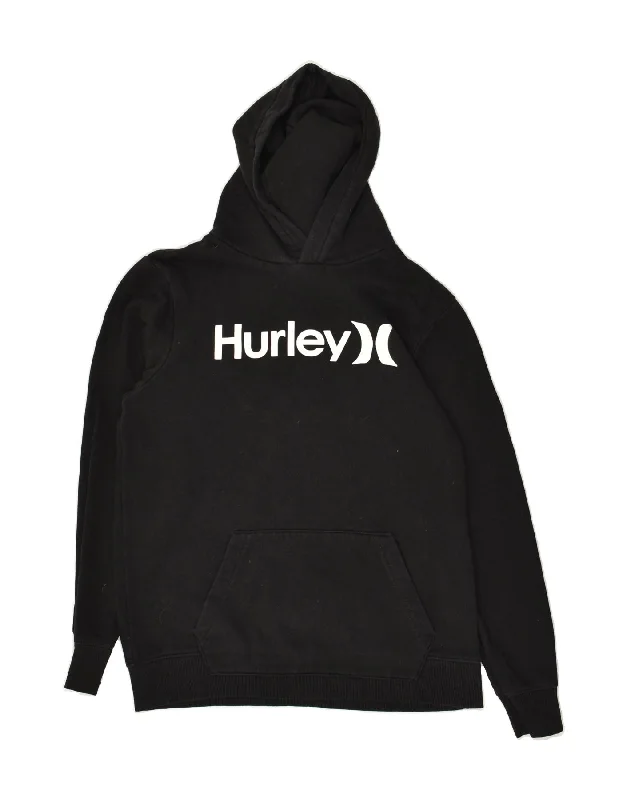 stylish hoodies for men -HURLEY Boys Graphic Hoodie Jumper 15-16 Years XL Black Cotton