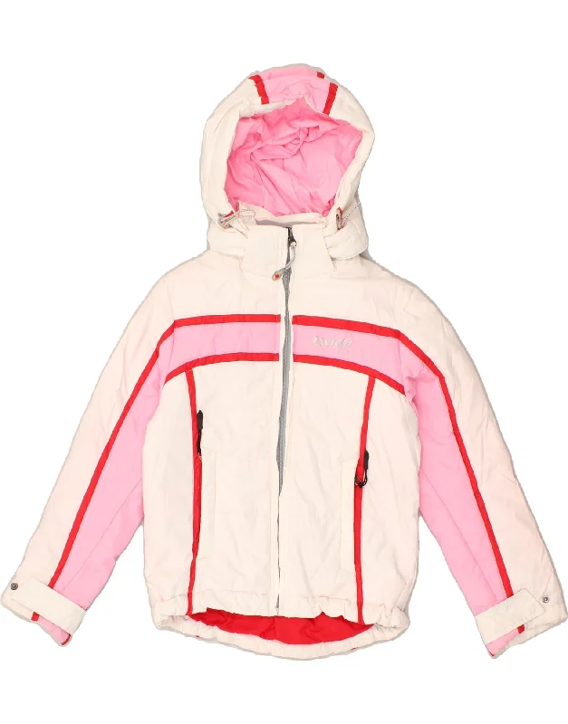 men's softshell jackets -INVICTA Girls Hooded Windbreaker Jacket 7-8 Years White Colourblock