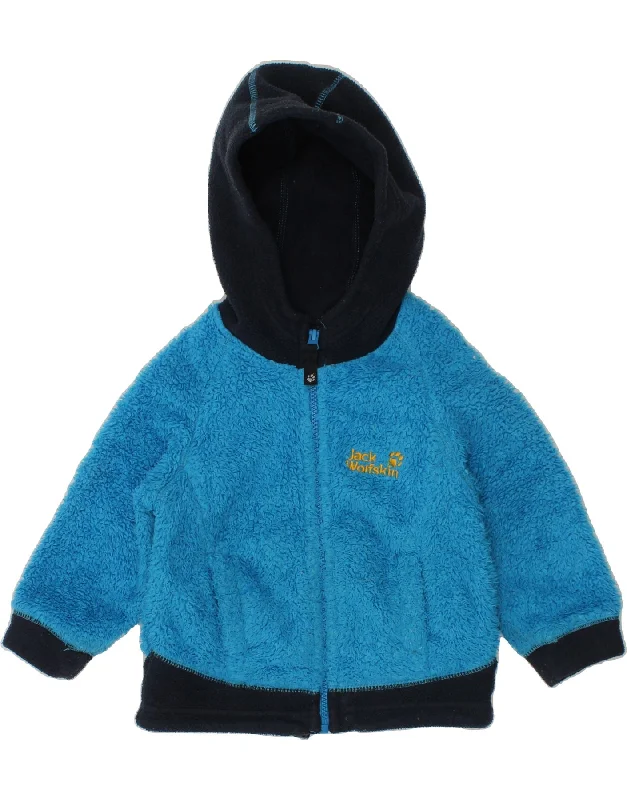 men's trench coats for winter -JACK WOLFSKIN Baby Boys Hooded Fleece Jacket 18-24 Months Blue Colourblock