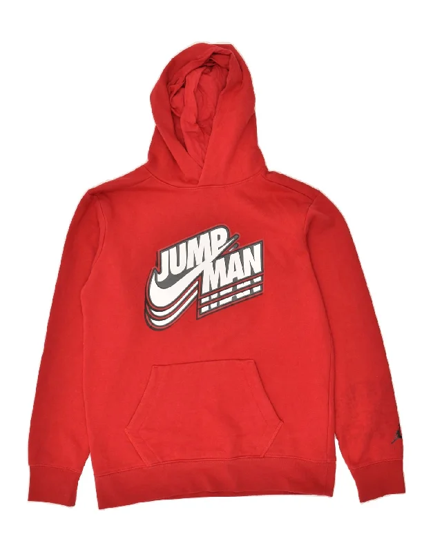 comfortable sweatshirts for men -JORDAN Boys Graphic Hoodie Jumper 13-14 Years XL Red Cotton