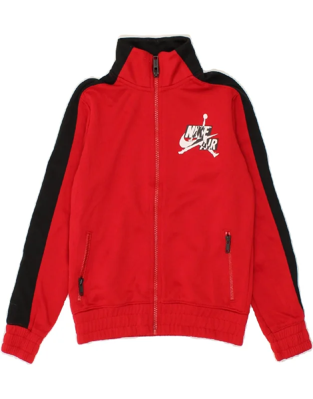 men's windproof jackets -JORDAN Boys Graphic Tracksuit Top Jacket 5-6 Years Medium Red Colourblock