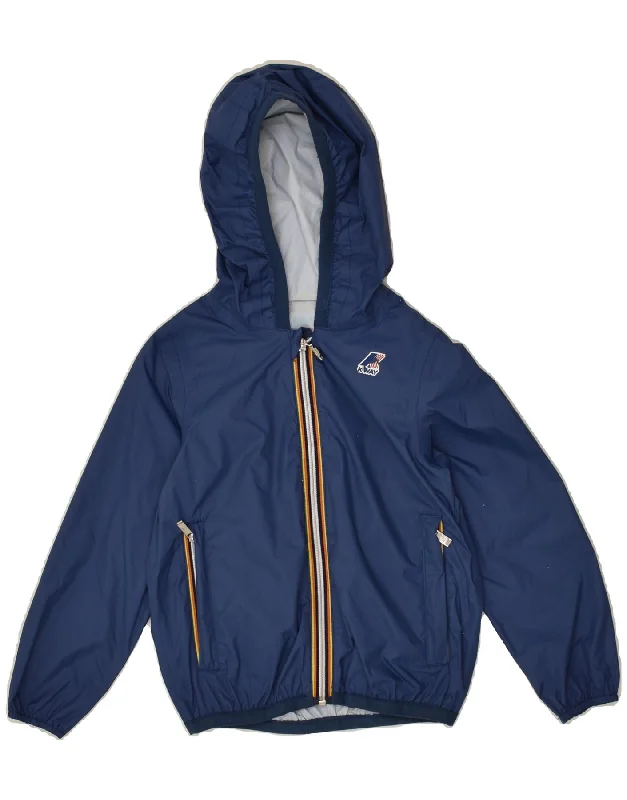 men's stylish outdoor jackets -K-WAY Boys Hooded Rain Jacket 5-6 Years Blue Polyester