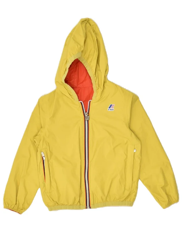 men's casual zip jackets -K-WAY Boys Hooded Reversible Jacket 5-6 Years Yellow Polyamide