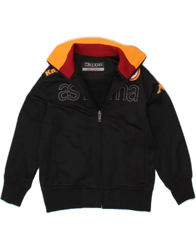 men's functional jackets -KAPPA Boys As Roma Graphic Tracksuit Top Jacket 5-6 Years Small Black