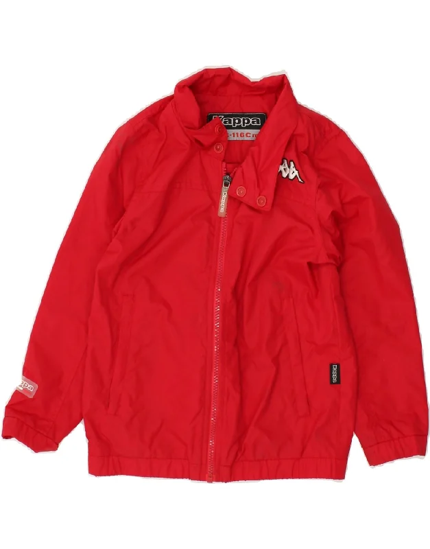 men's denim jackets -KAPPA Boys Graphic Rain Jacket 5-6 Years Small Red Polyamide