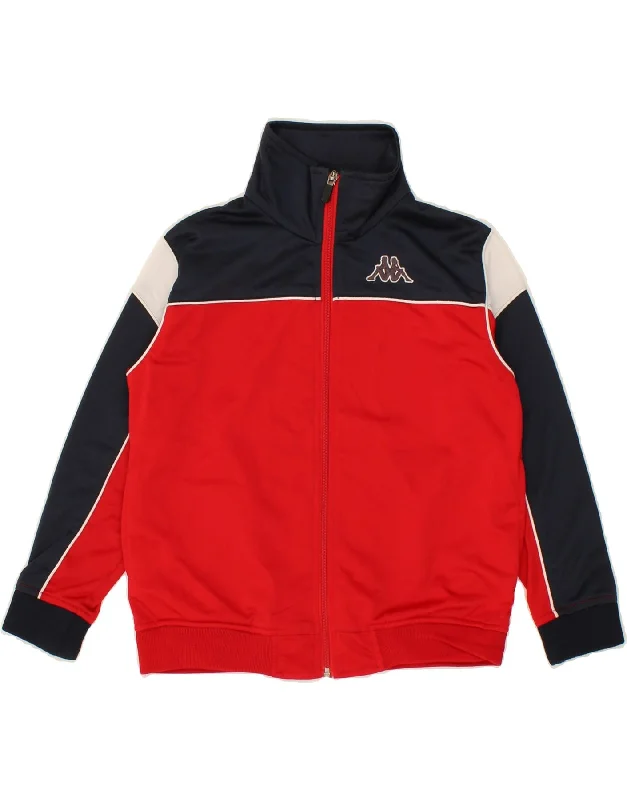 casual jackets for men -KAPPA Boys Graphic Tracksuit Top Jacket 8-9 Years Medium Red Colourblock