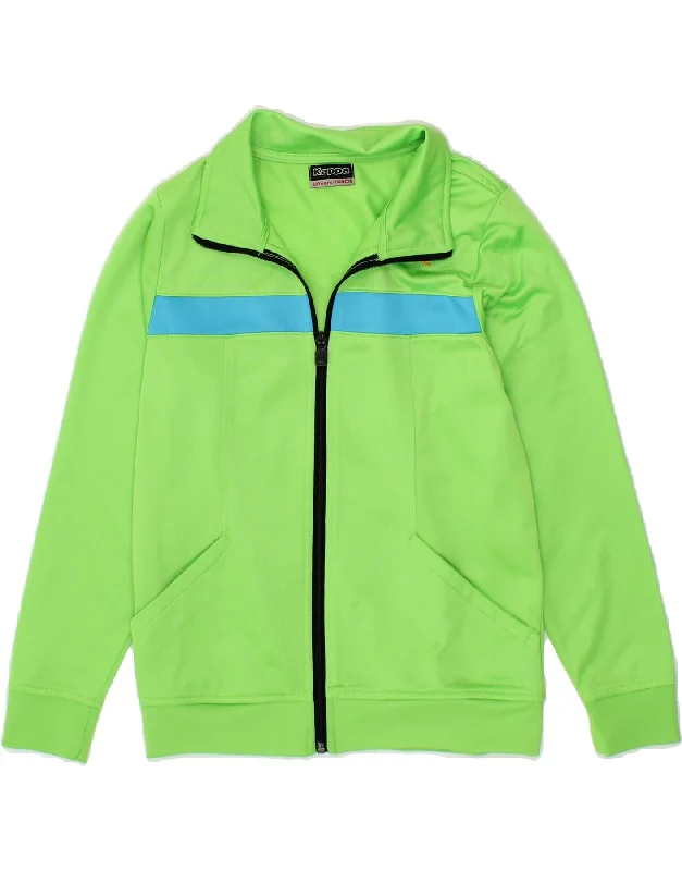 men's heavy-duty coats -KAPPA Boys Tracksuit Top Jacket 9-10 Years Green Colourblock Polyester