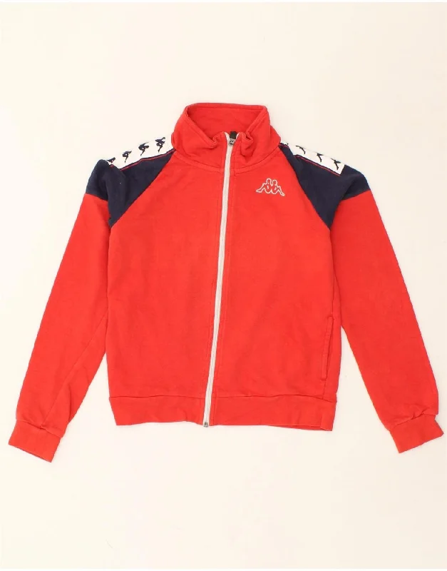 men's thermal jackets -KAPPA Girls Graphic Tracksuit Top Jacket 11-12 Years Red Colourblock