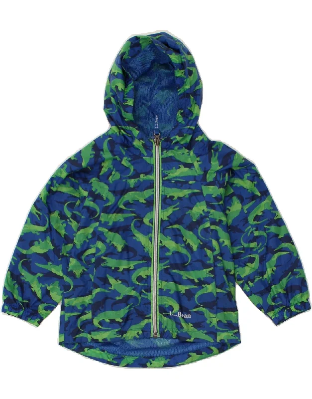 men's soft fleece jackets -L.L.BEAN Boys Hooded Rain Jacket 2-3 Years Blue Animal Print