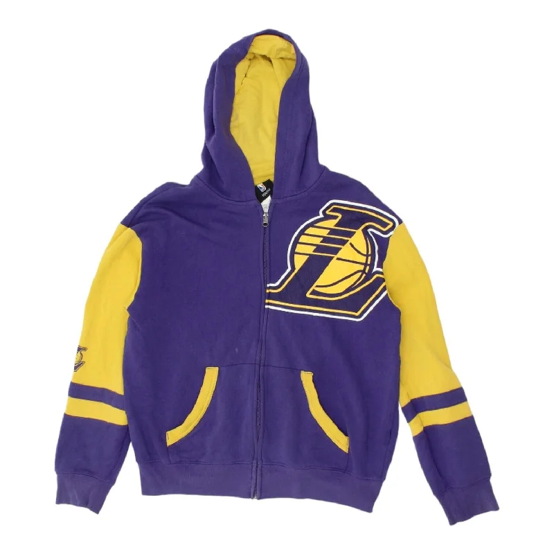 men's sporty sweatshirts -LA Lakers Boys Purple Full Zip Hoodie | Vintage NBA Basketball Kids Sportswear