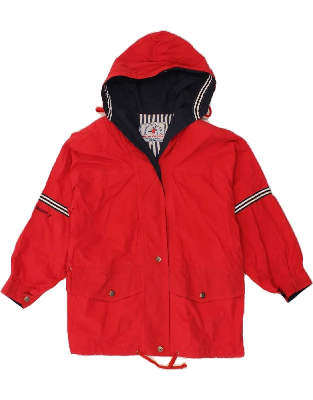 men's down jackets -LAURA BIAGIOTTI Girls Hooded Rain Jacket 15-16 Years Red Cotton