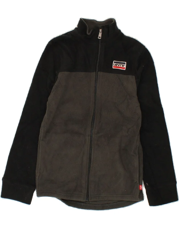 men's high-performance jackets -LEVI'S Boys Fleece Jacket 10-11 Years Medium Black Colourblock Polyester