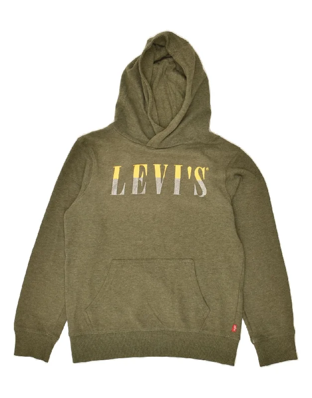 men's hoodies for casual wear -LEVI'S Boys Graphic Hoodie Jumper 11-12 Years Khaki