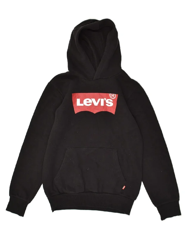 men's hoodie with pockets -LEVI'S Boys Graphic Hoodie Jumper 15-16 Years Black