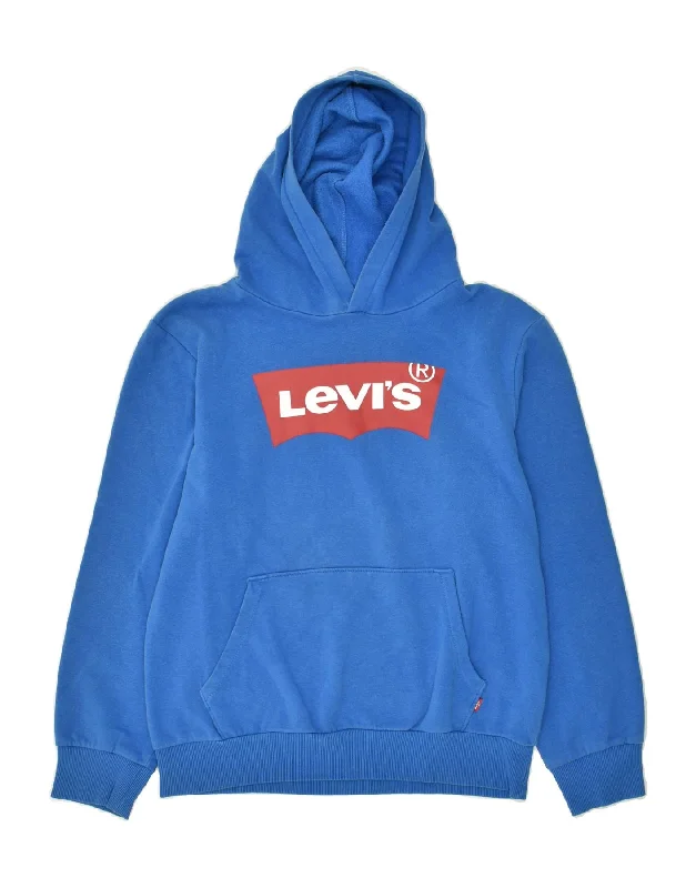 men's athletic sweatshirts -LEVI'S Boys Graphic Hoodie Jumper 15-16 Years Blue