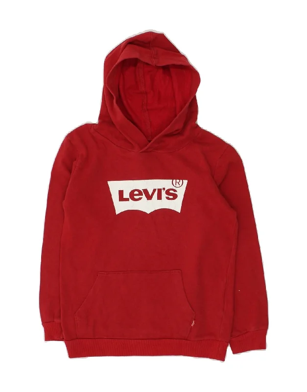 men's oversized hoodies -LEVI'S Boys Graphic Hoodie Jumper 5-6 Years Red Cotton