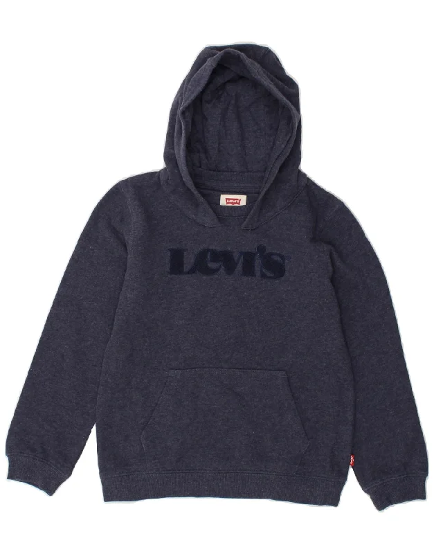 men's eco-friendly hoodies -LEVI'S Boys Graphic Hoodie Jumper 7-8 Years Navy Blue Cotton