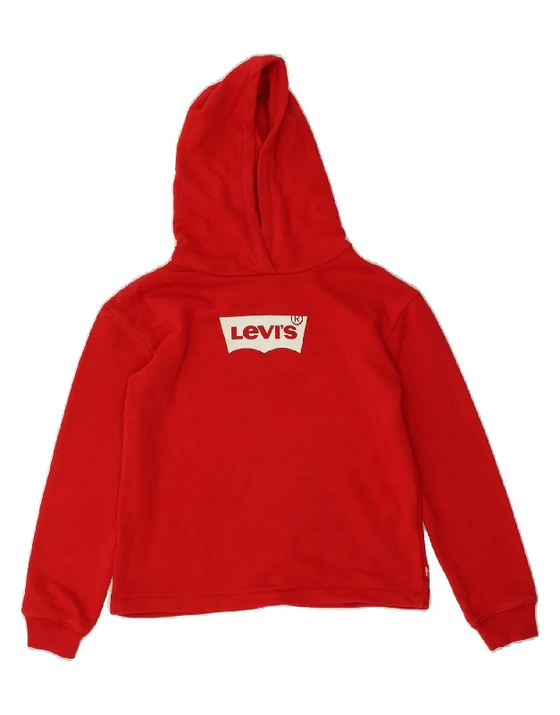 men's fleece zip-up hoodies -LEVI'S Boys Graphic Hoodie Jumper 7-8 Years Red