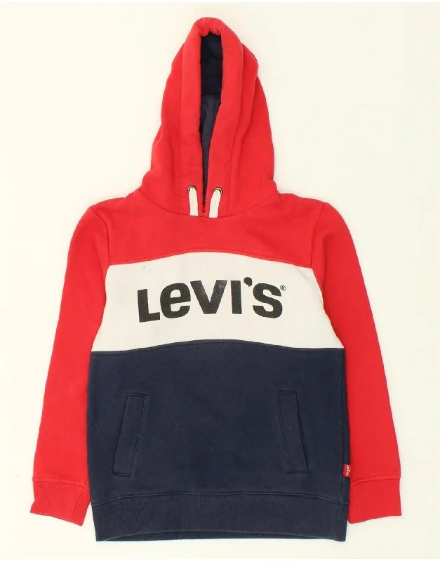 men's lightweight hoodies -LEVI'S Boys Graphic Hoodie Jumper 9-10 Years Multicoloured Colourblock