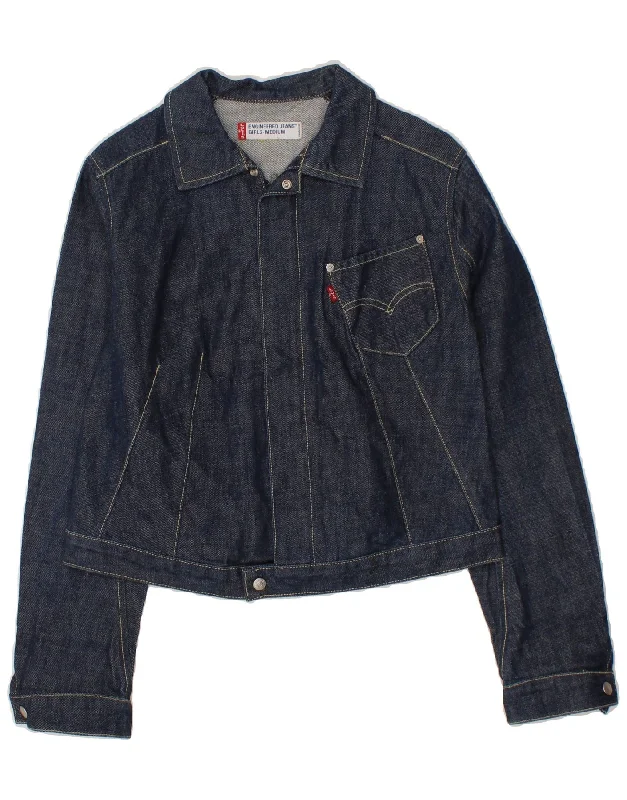 men's padded jackets -LEVI'S Girls Denim Jacket 14-15 Years Medium Navy Blue Cotton