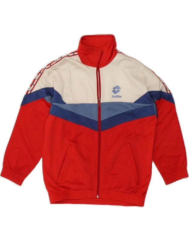 men's varsity jackets -LOTTO Boys Graphic Tracksuit Top Jacket 11-12 Years XL Red Colourblock