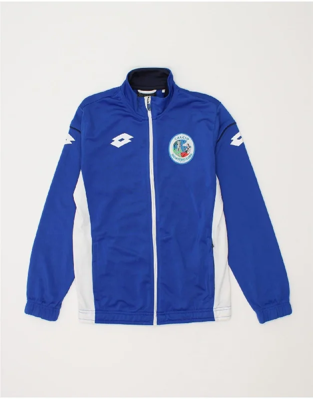 men's travel jackets -LOTTO Boys Graphic Tracksuit Top Jacket 13-14 Years Large Blue Colourblock