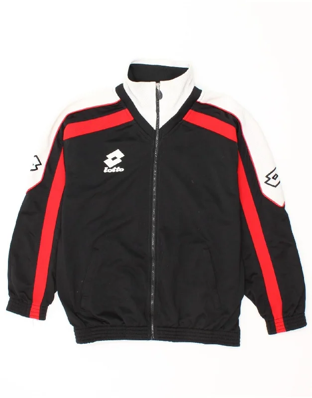 men's bomber jackets with patches -LOTTO Boys Graphic Tracksuit Top Jacket 15-16 Years 2XL Black Colourblock