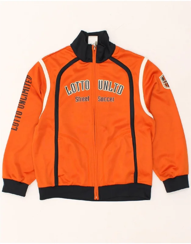 men's lightweight windbreakers -LOTTO Boys Graphic Tracksuit Top Jacket 8-9 Years Small Orange Colourblock