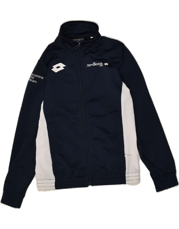 men's packable rain jackets -LOTTO Boys Tracksuit Top Jacket 11-12 Years Medium Navy Blue Colourblock