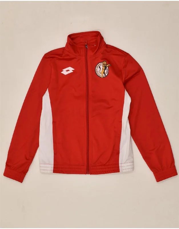 men's soft fleece jackets -LOTTO Boys Tracksuit Top Jacket 11-12 Years Medium Red Colourblock