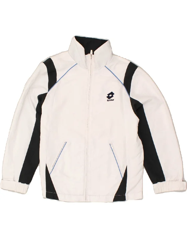 men's zip-up jackets -LOTTO Boys Tracksuit Top Jacket 13-14 Years Small White Colourblock