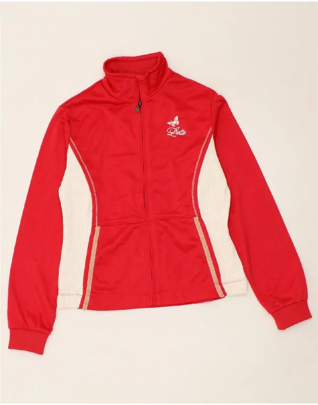 men's tailored jackets -LOTTO Girls Tracksuit Top Jacket 13-14 Years Red Colourblock